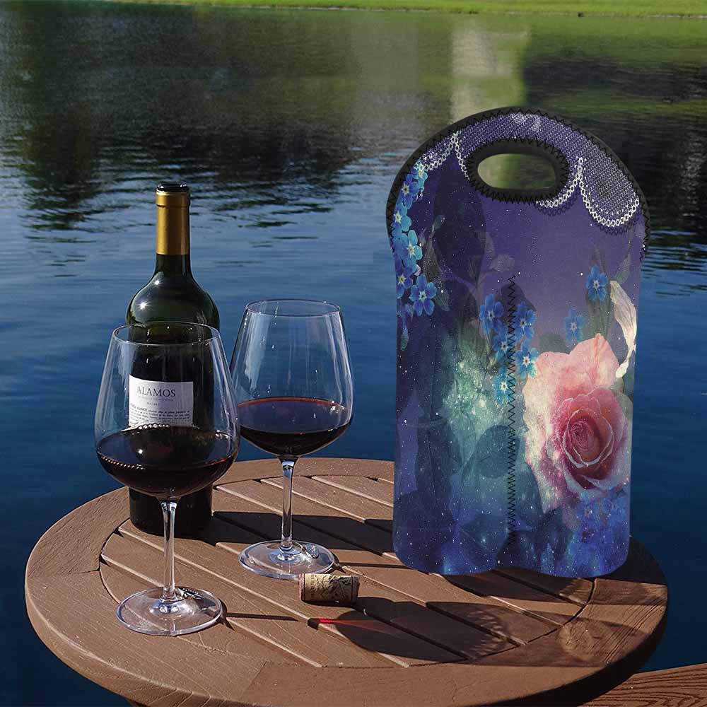 2 Bottle Victorian lace print wine bag, Design 02