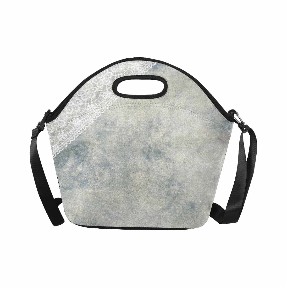 Victorian lace print insulated lunch bag, design 36