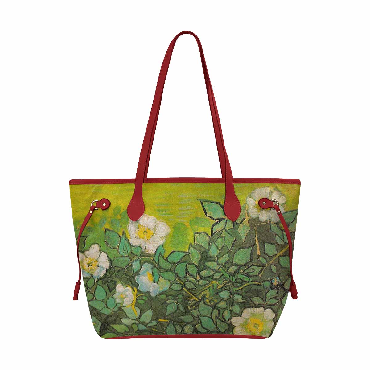 Vintage Floral Handbag, Classic Handbag, Mod 1695361 Design 01, RED TRIM