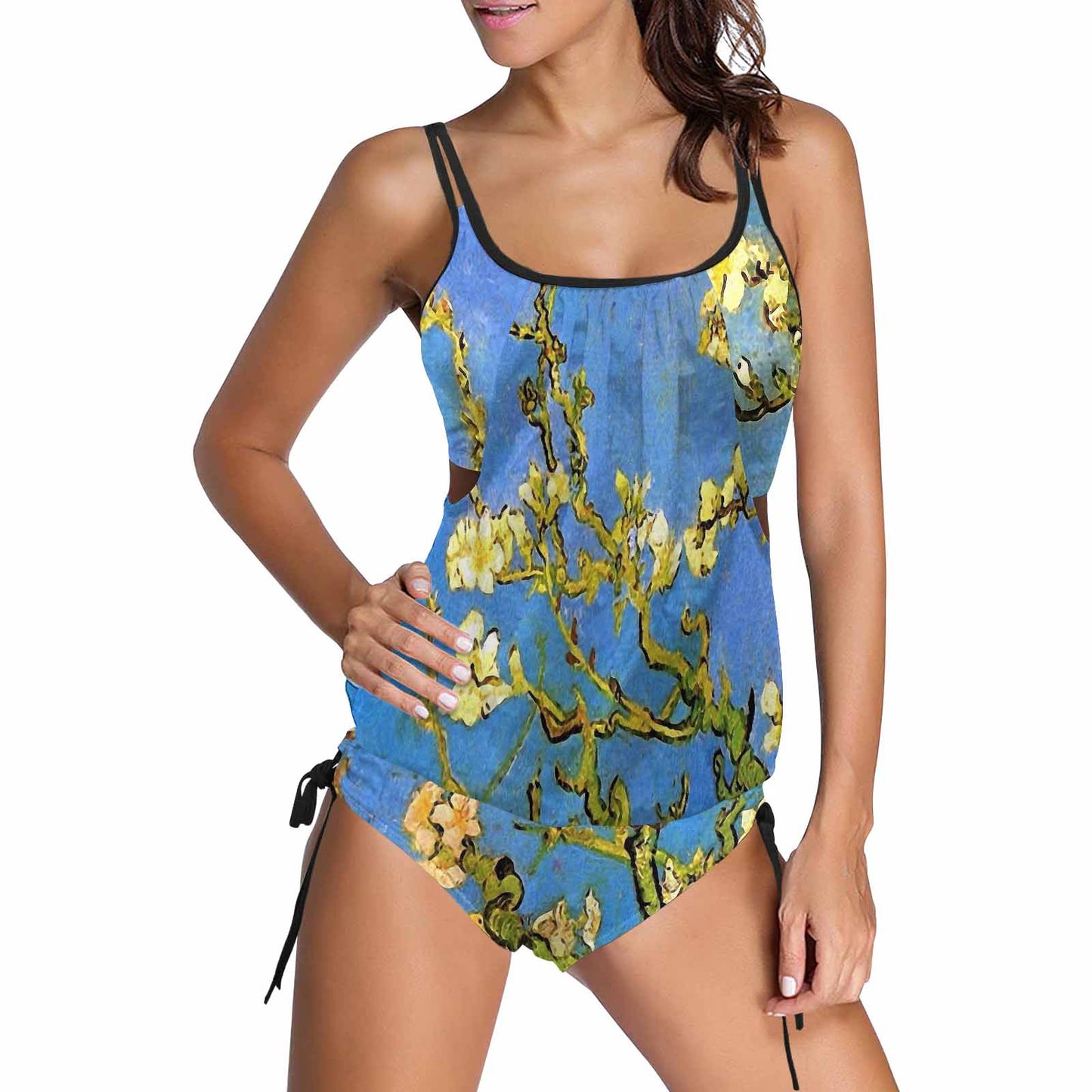 Vintage floral,cover belly tankini beach wear, swim wear, Design 20