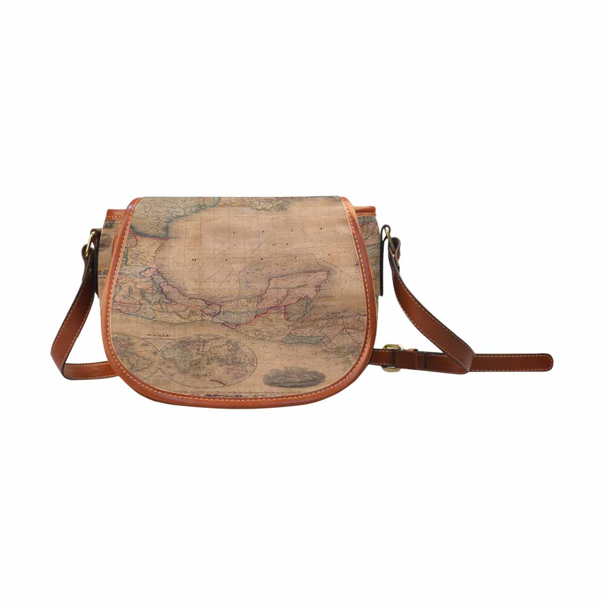Antique Map design Handbag, saddle bag, Design 28