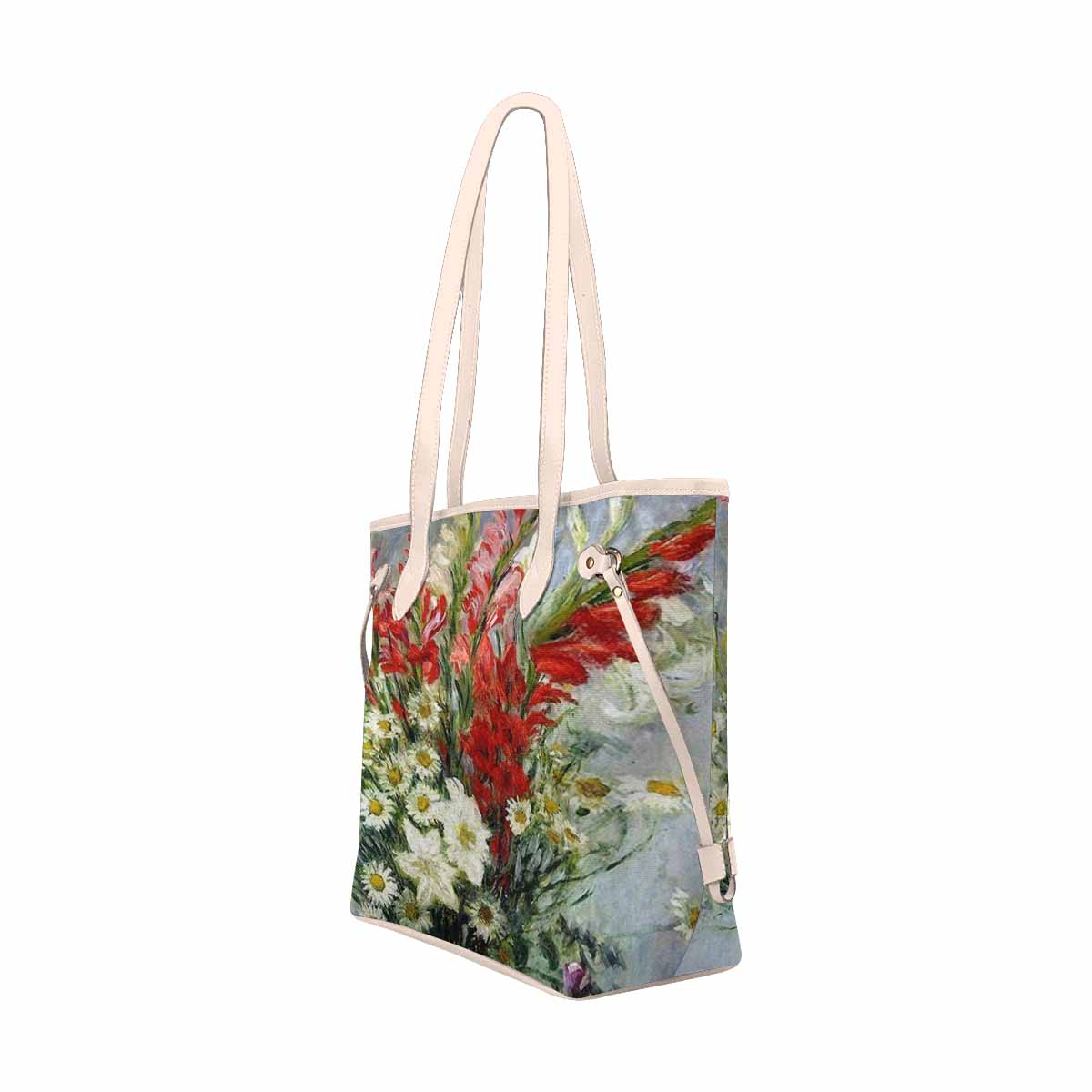 Vintage Floral Handbag, Classic Handbag, Mod 1695361 Design 43, BEIGE/TAN TRIM