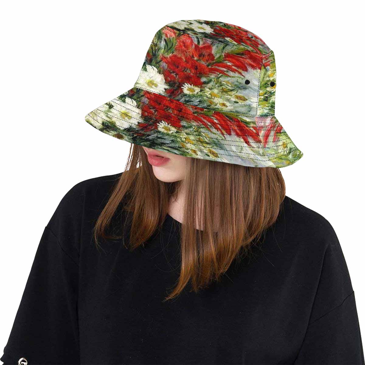 Vintage floral unisex bucket boonie Hat, outdoors hat, Design 43