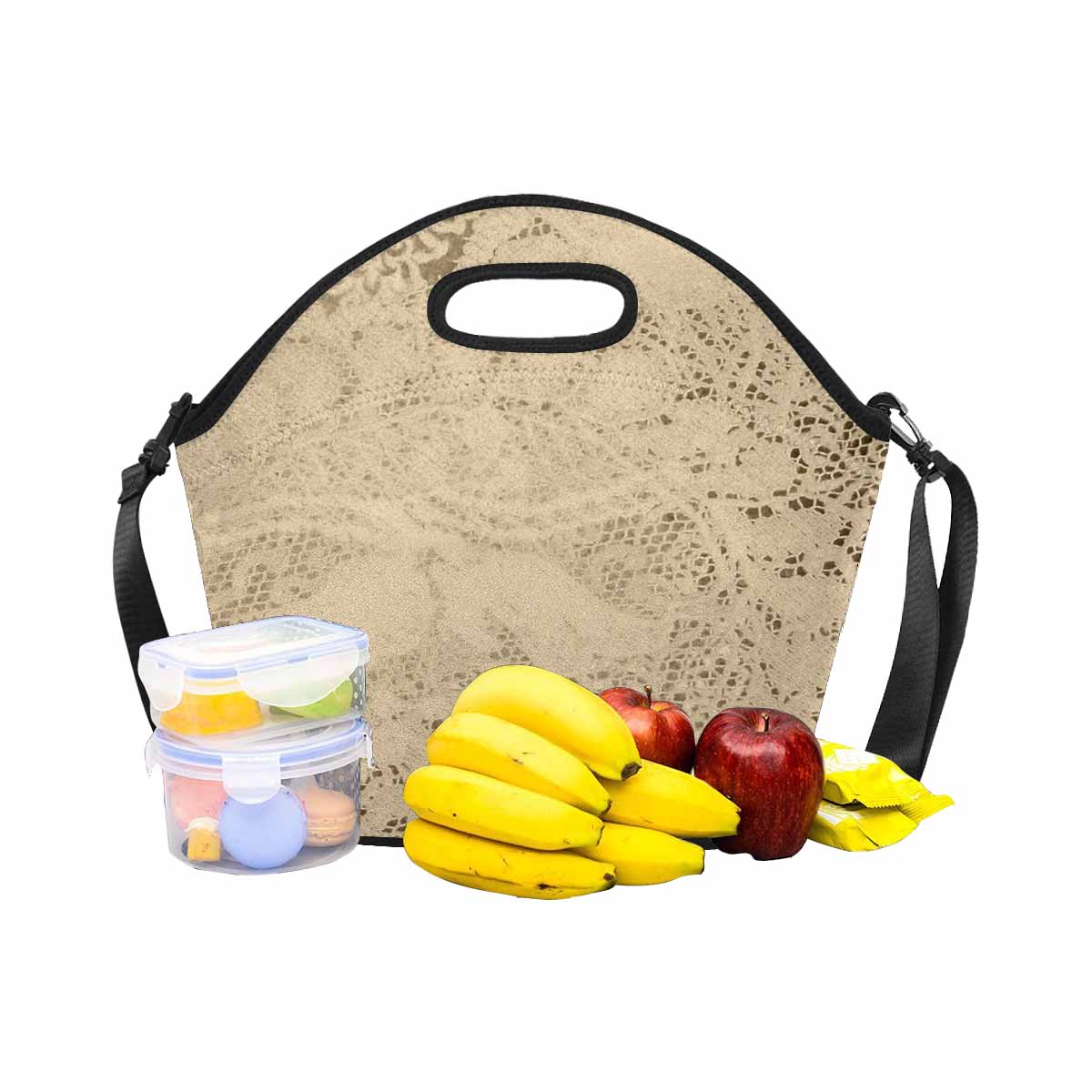 Victorian lace print insulated lunch bag, design 26