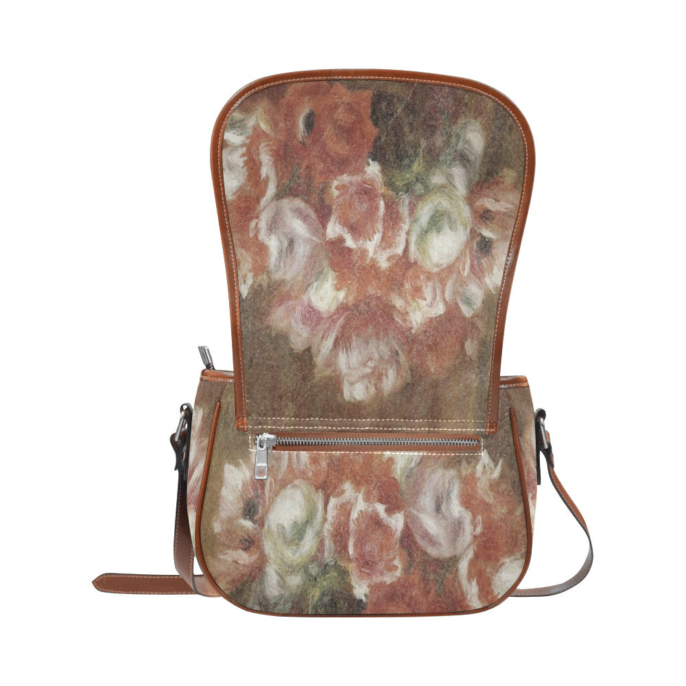 Vintage floral handbag, Design 15 Model 1695341 Saddle Bag/Large (Model 1649)