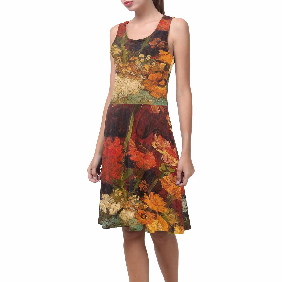 Vintage floral short summer flare dress,  XS to 3XL plus size, model D09534 Design 31