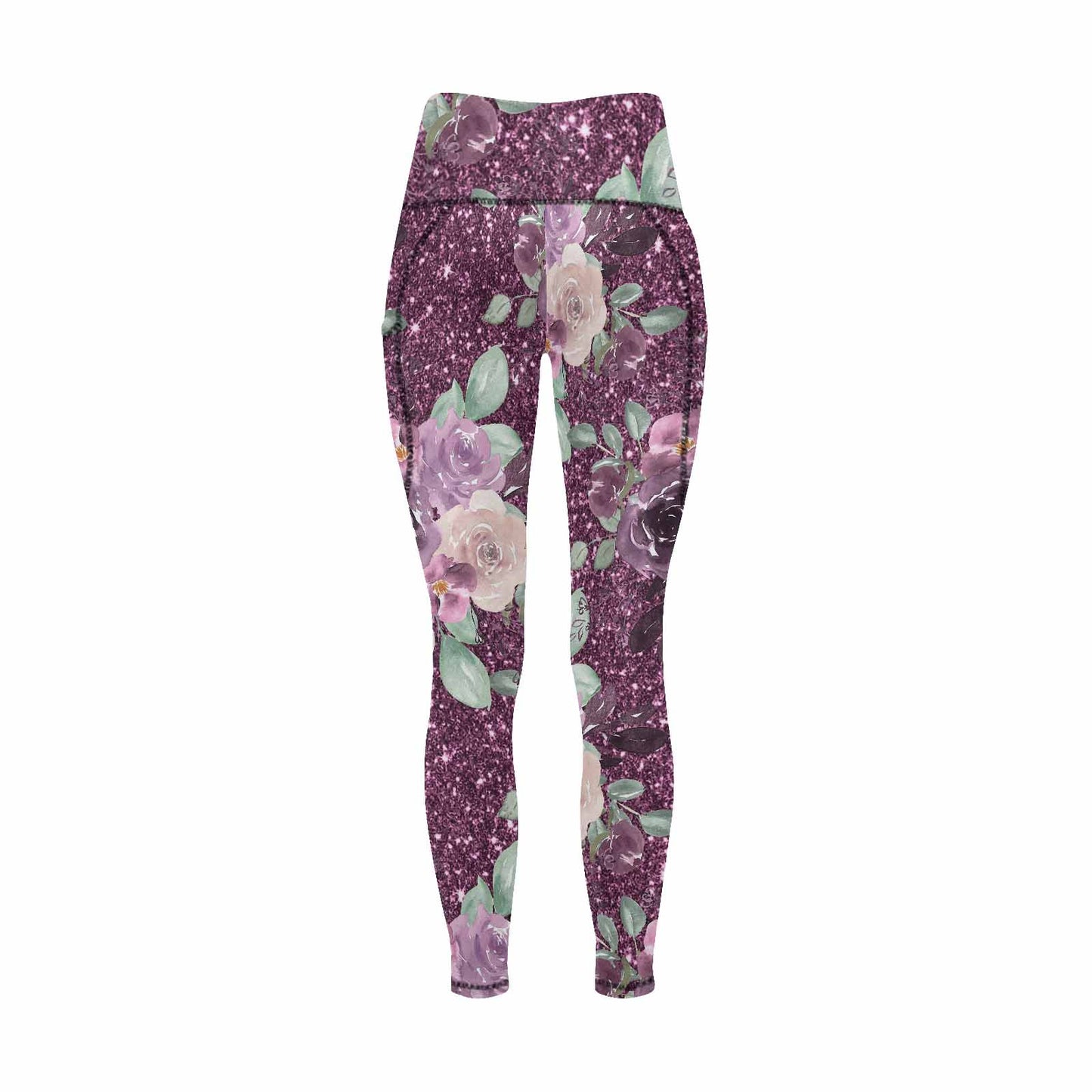 Floral 2, active wear leggings, outside surge, design 36
