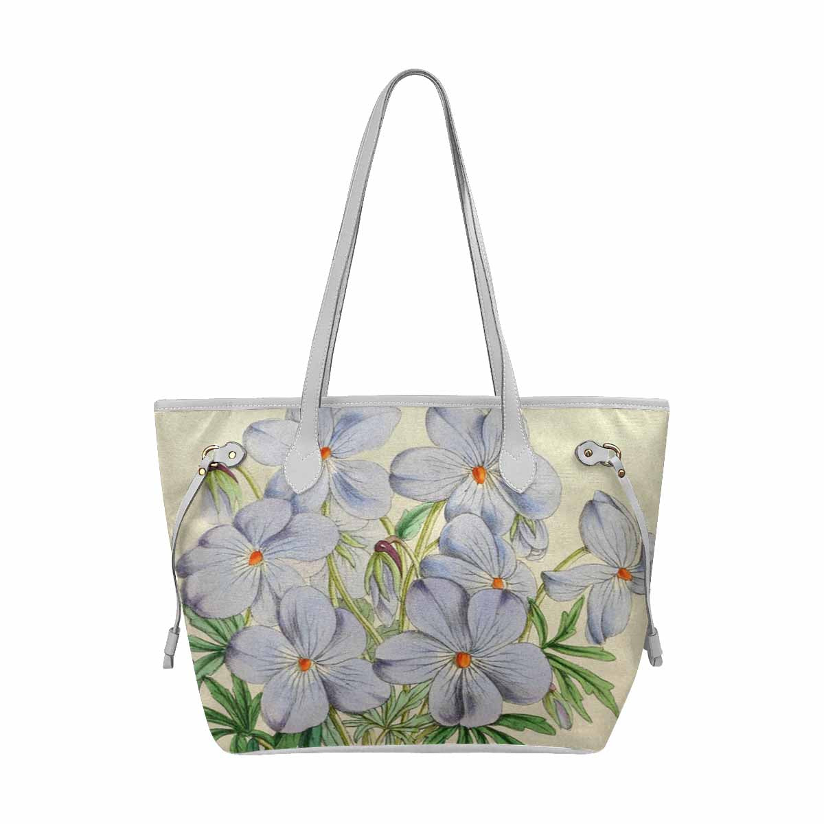 Vintage Floral Handbag, Classic Handbag, Mod 1695361 Design 13, WHITE TRIM
