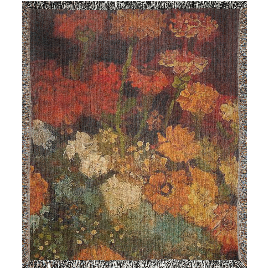 100% cotton Vintage Floral design woven blanket, 50 x 60 or 60 x 80in, Design 31