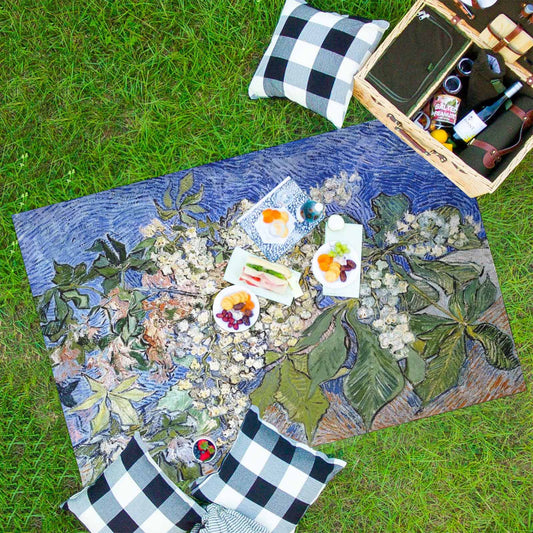 Vintage Floral waterproof picnic mat, 81 x 55in, Design 04