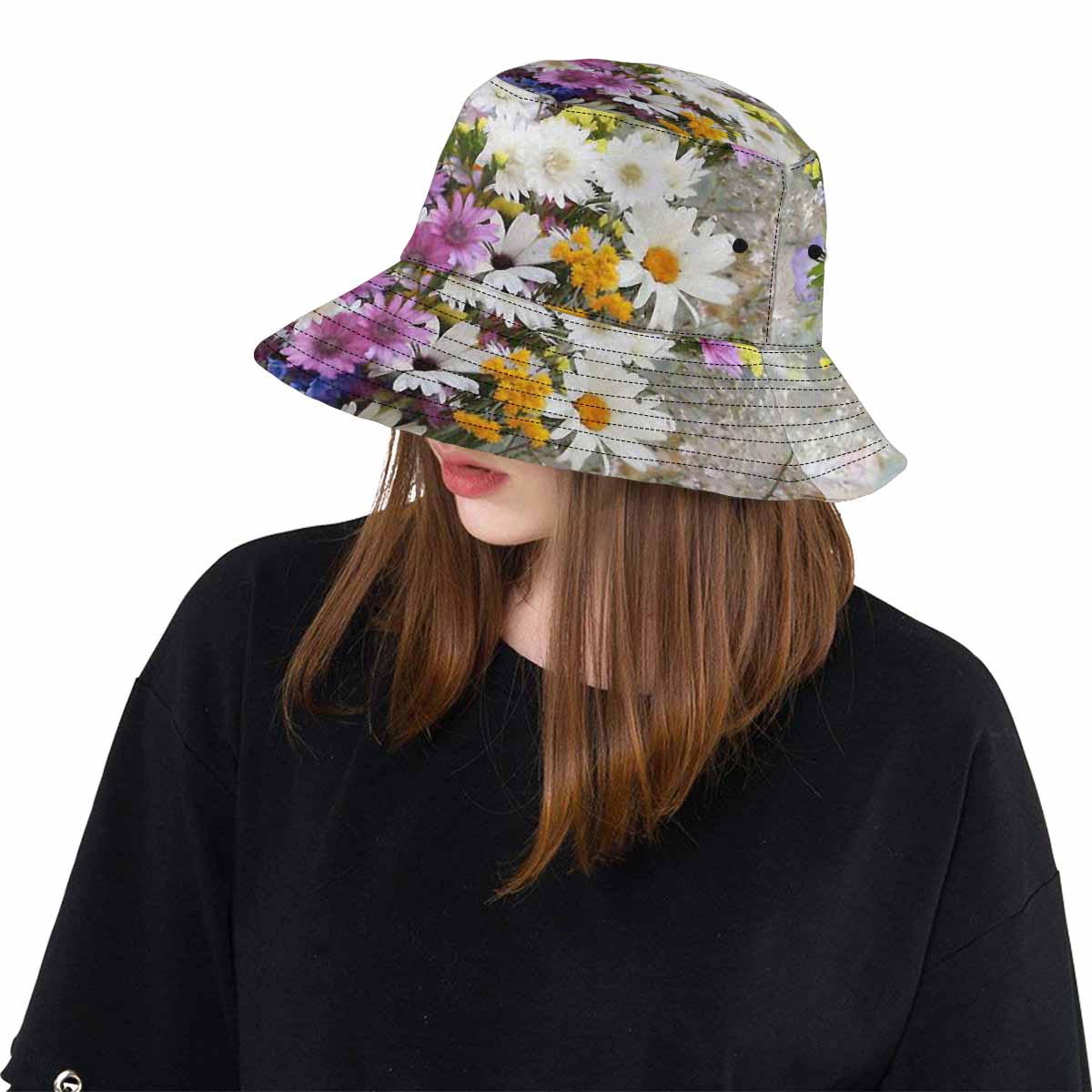 Vintage floral unisex bucket boonie Hat, outdoors hat, Design 02