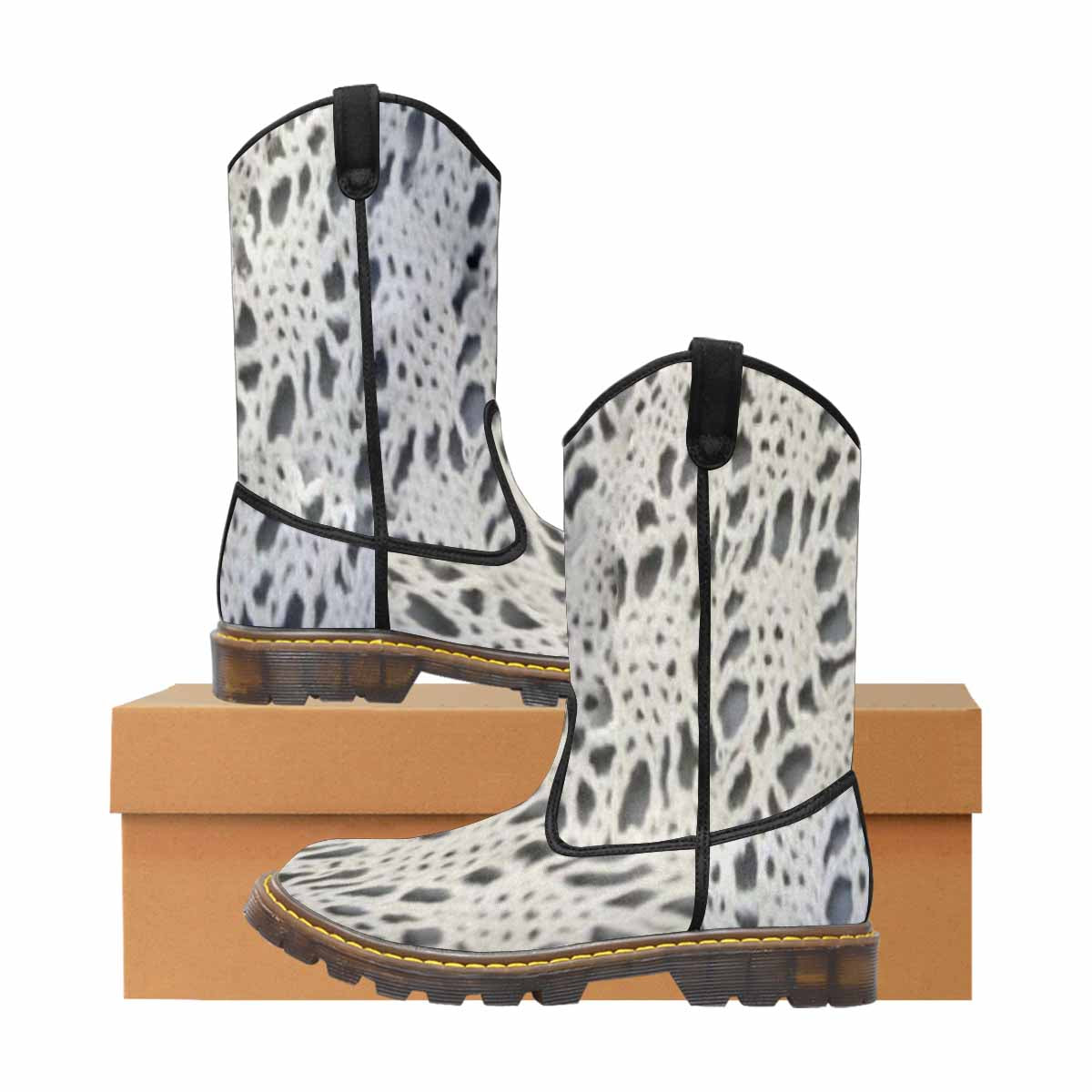 Victorian lace print, western lumber boots, design 12