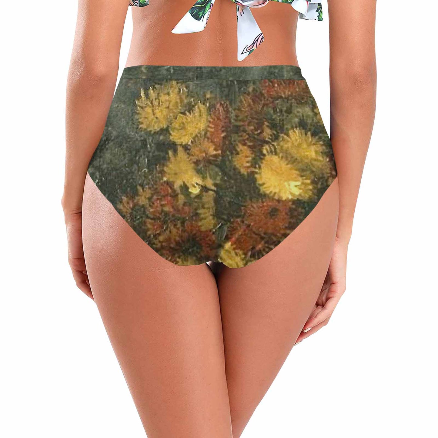 Vintage floral High waist bikini bottom, Design 28