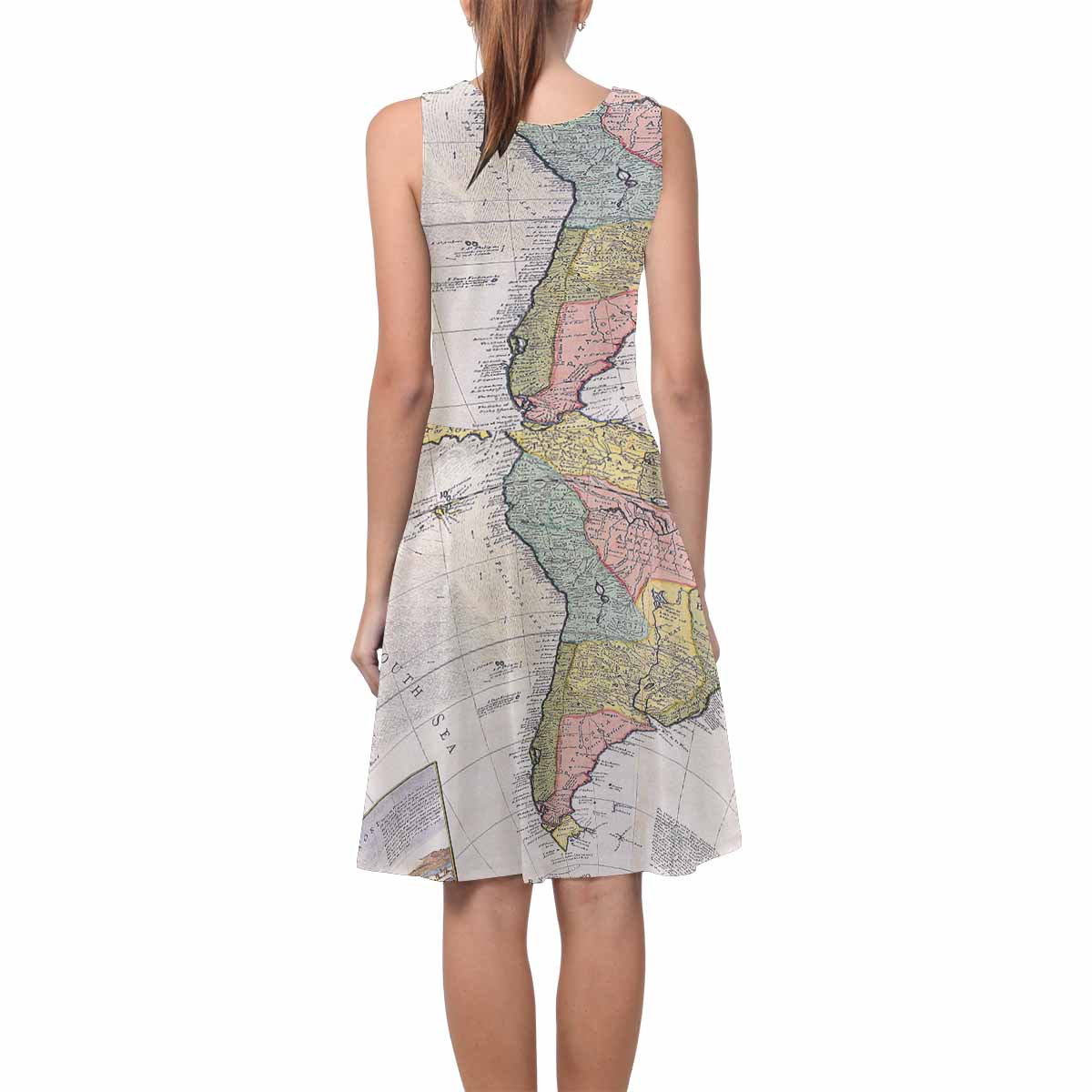 Antique Map casual summer dress, MODEL 09534, design 35
