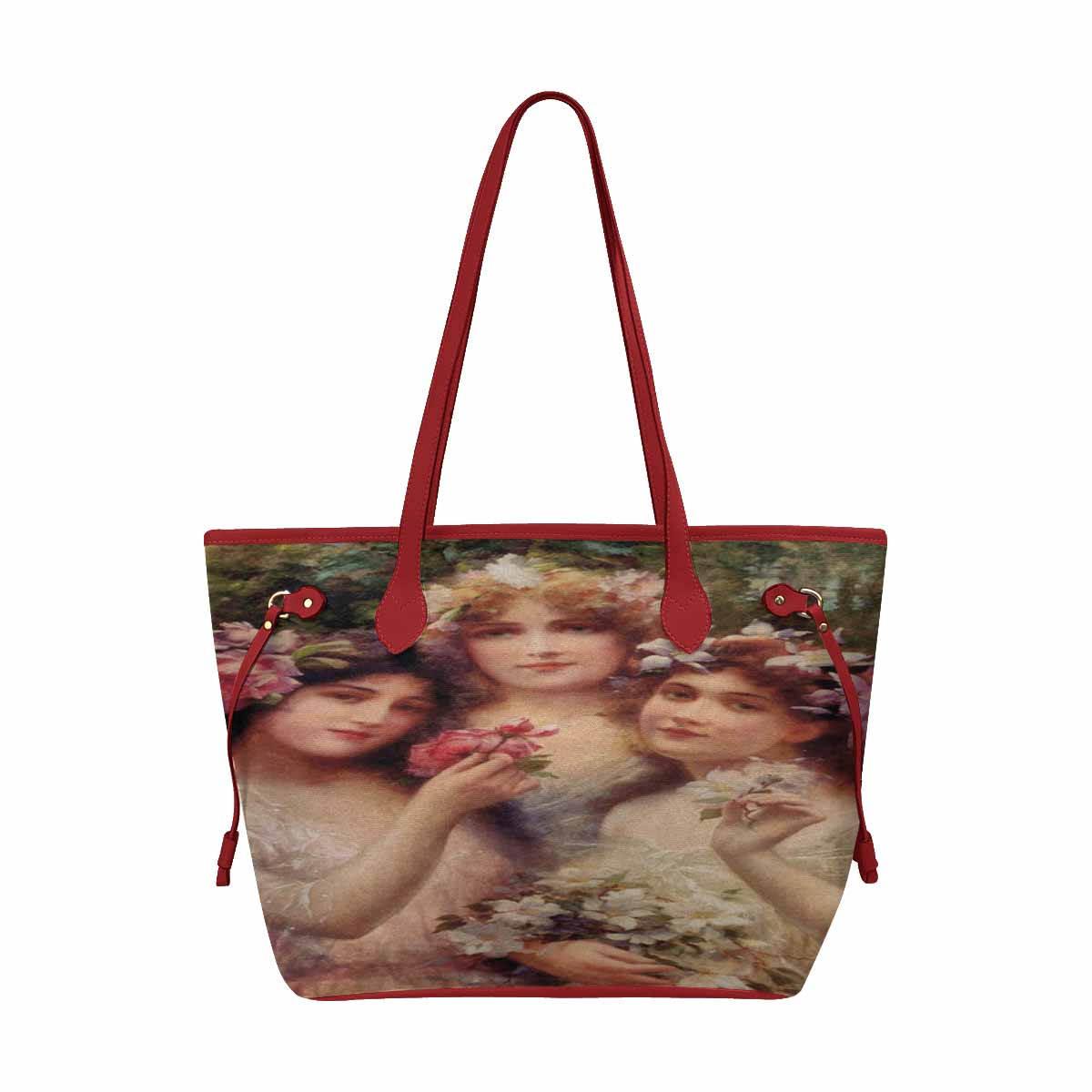 Victorian Lady Design Handbag, Model 1695361, The Three Graces #2, RED TRIM