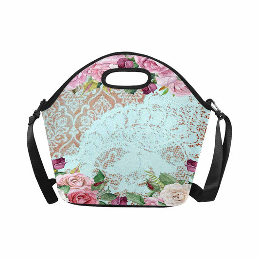 Victorian lace print insulated lunch bag, design 24