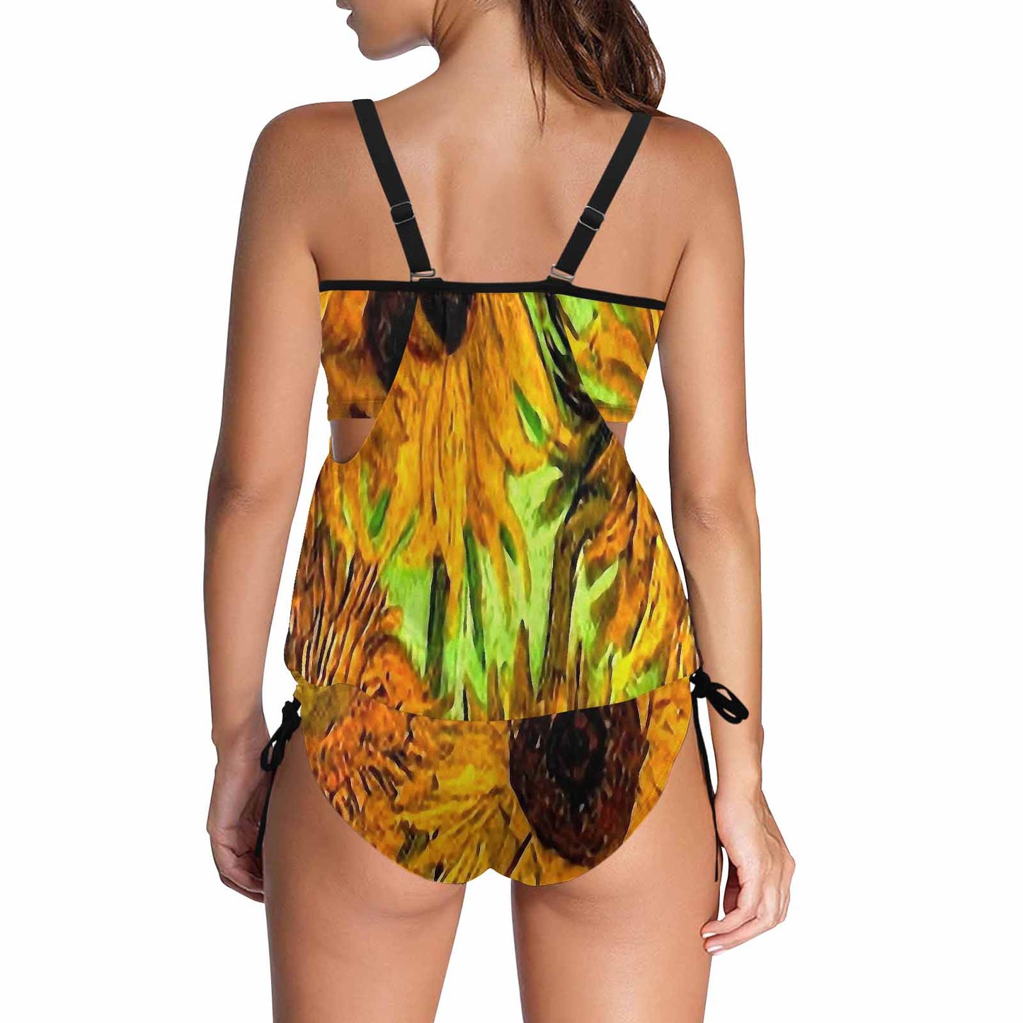 Vintage floral,cover belly tankini beach wear, swim wear, Design 48