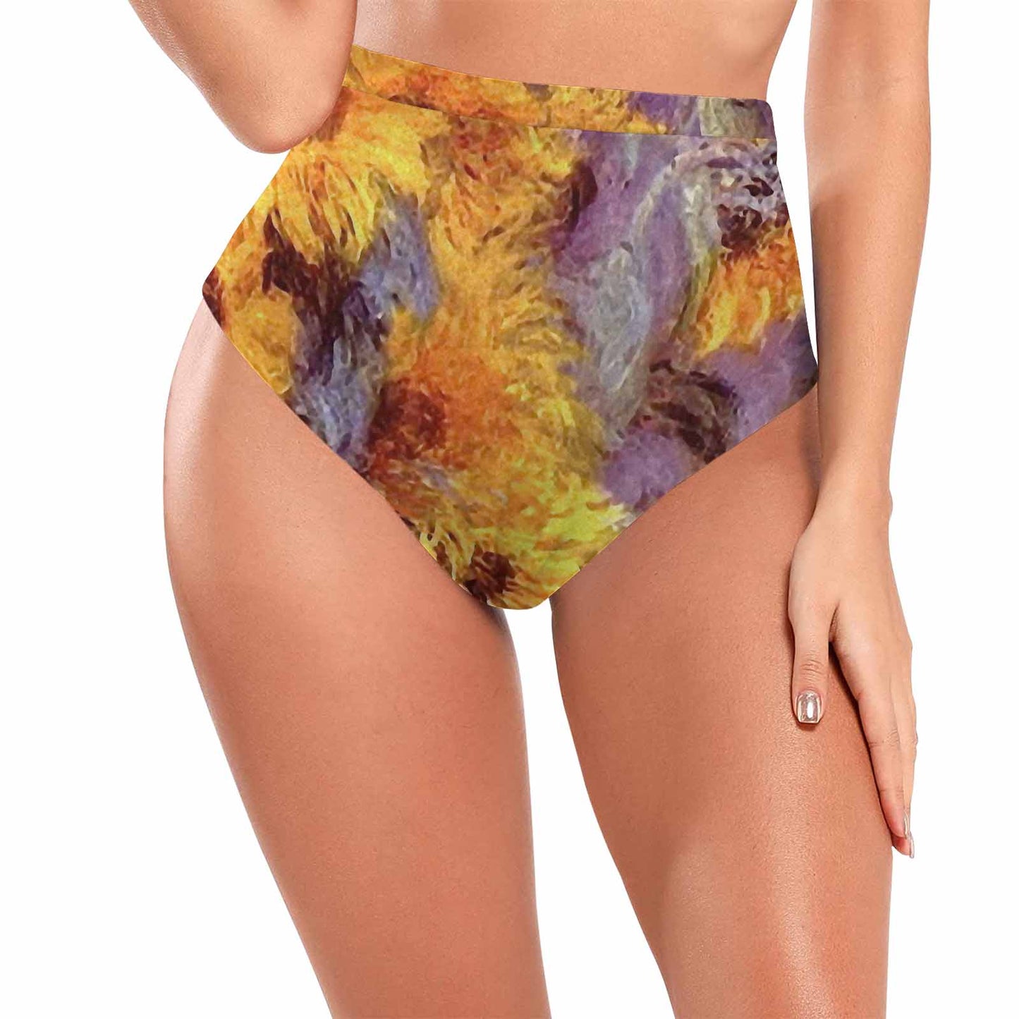 Vintage floral High waist bikini bottom, Design 49