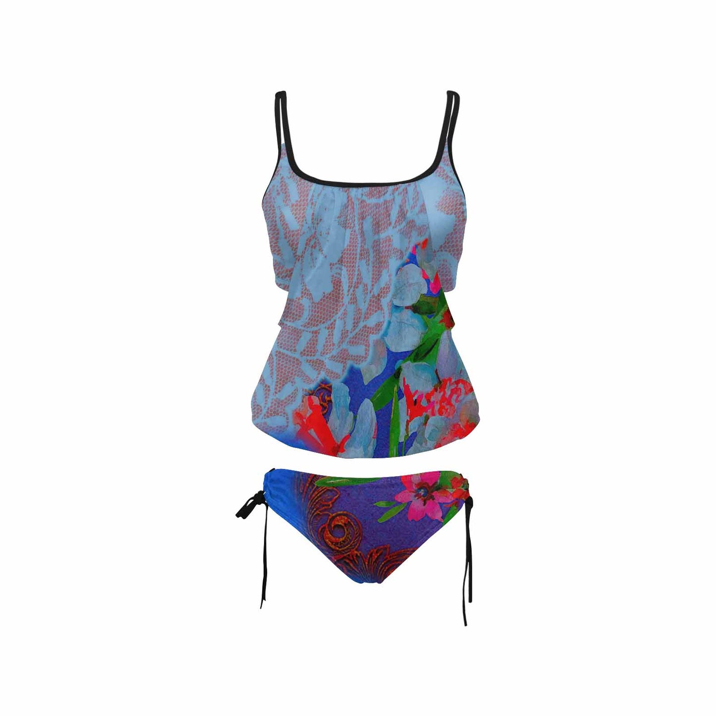 Tankini cover belly swim wear, Printed Victorian lace design 46