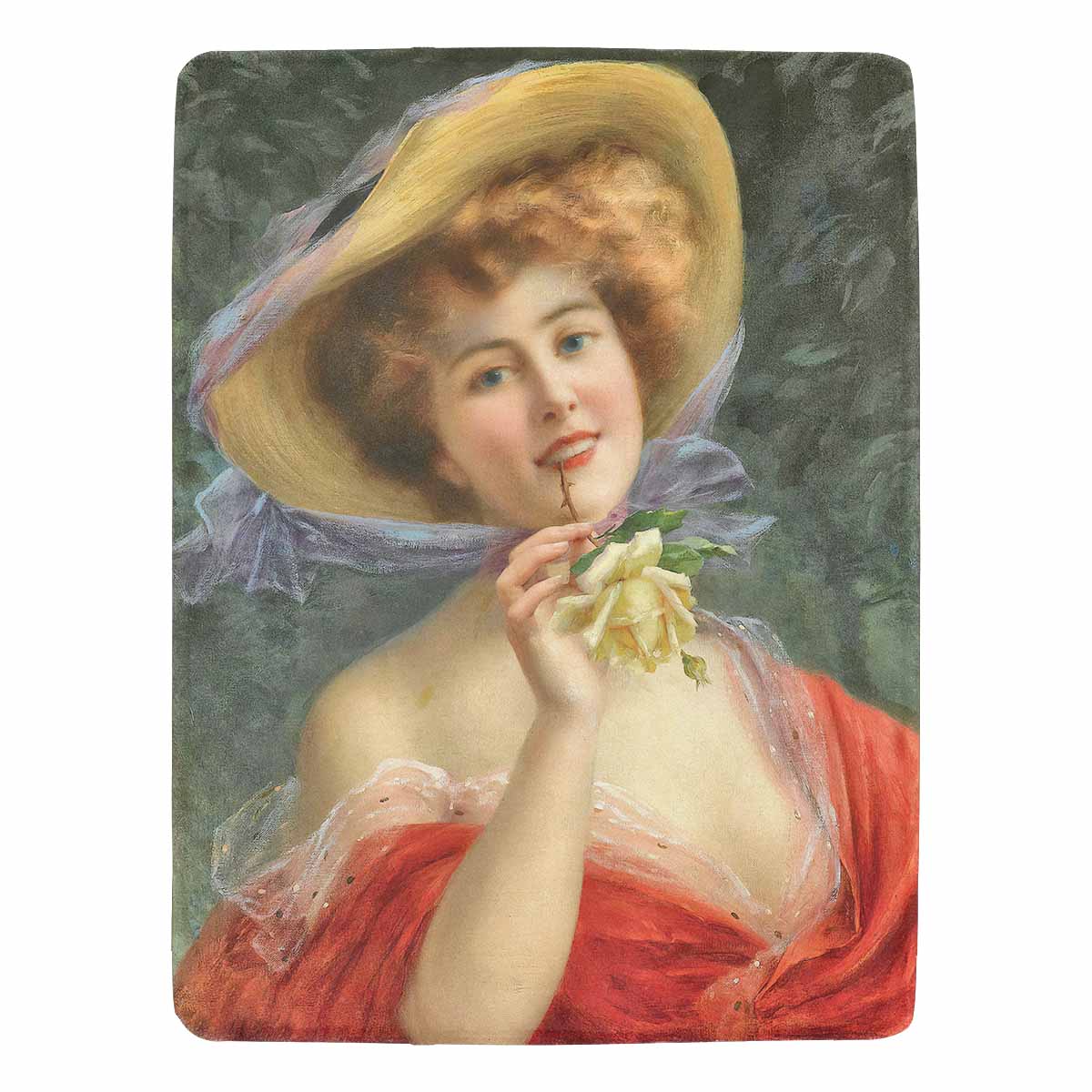 Victorian Lady Design BLANKET, LARGE 60 in x 80 in, Young Girl With A Rose