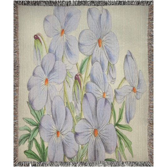 100% cotton Vintage Floral design woven blanket, 50 x 60 or 60 x 80in, Design 13