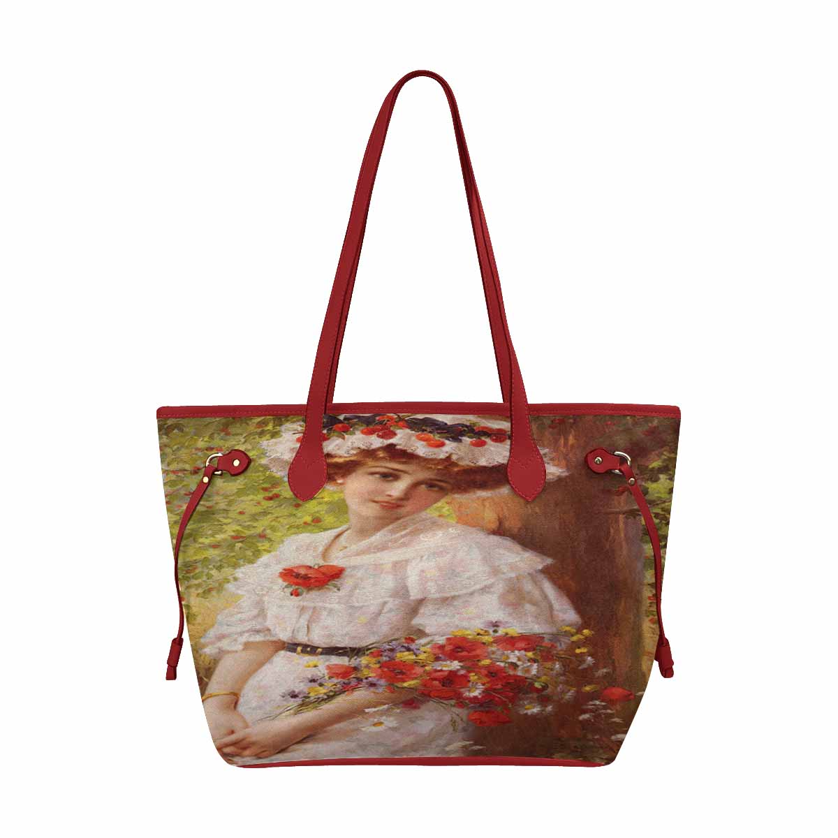 Victorian Lady Design Handbag, Model 1695361, Under The Cherry Tree, RED TRIM