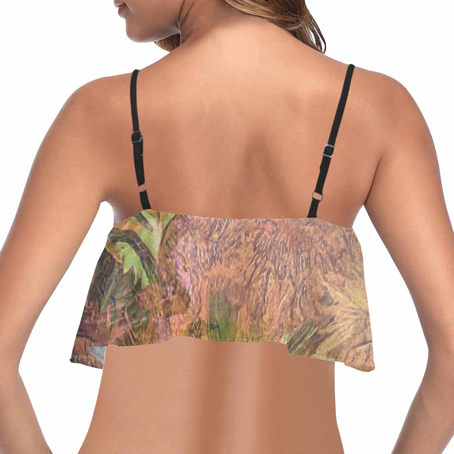 Vintage floral flounce bikini top, Design 48xx