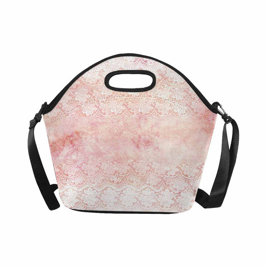 Victorian lace print insulated lunch bag, design 38