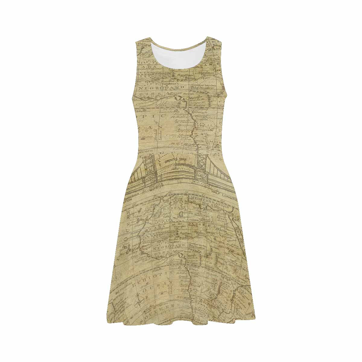 Antique Map casual summer dress, MODEL 09534, design 01