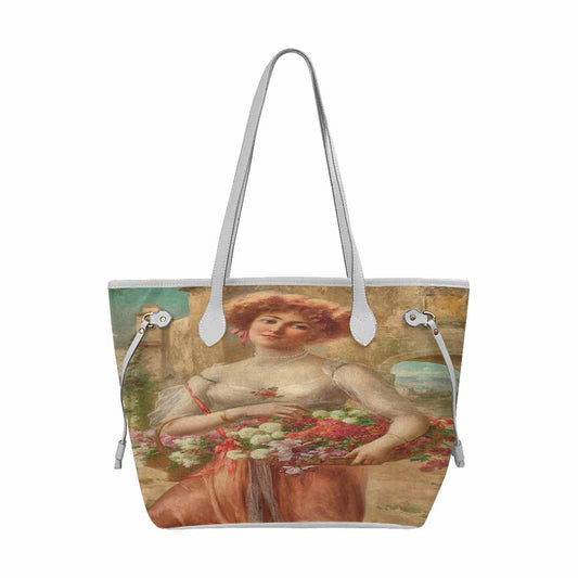 Victorian Lady Design Handbag, Model 1695361, Roses, WHITE TRIM