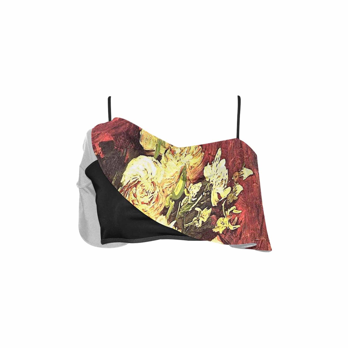 Vintage floral flounce bikini top, Design 27