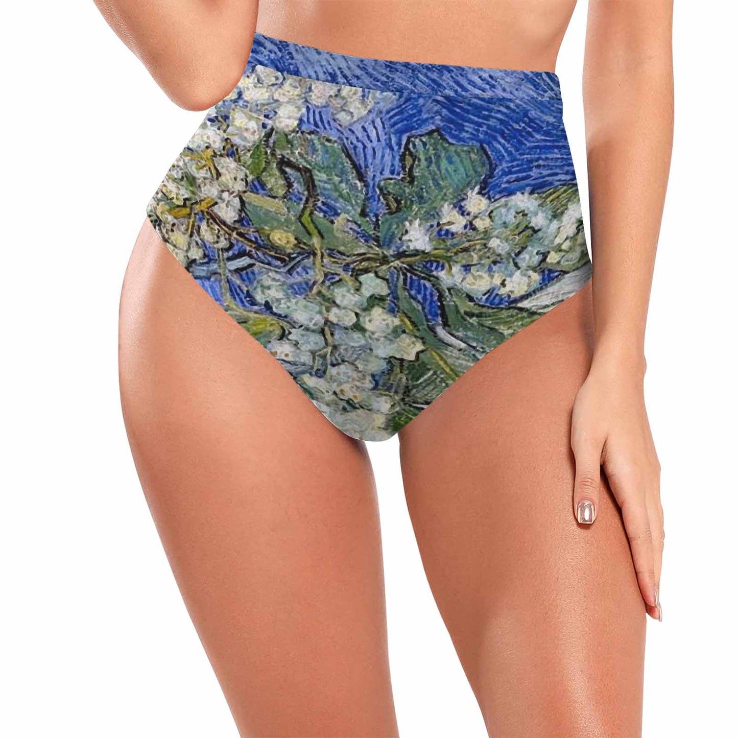 Vintage floral High waist bikini bottom, Design 04