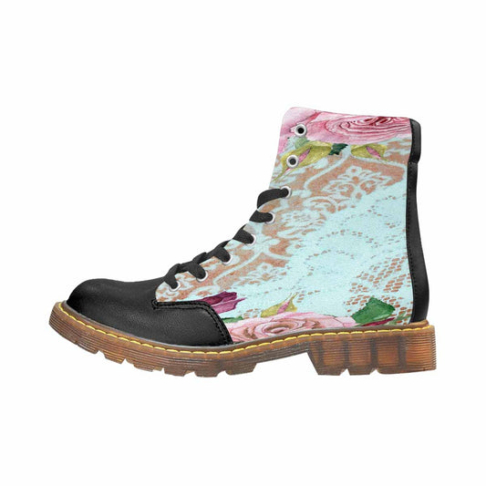 Victorian lace print, cute but tough, Winter walk about  boots, design 24