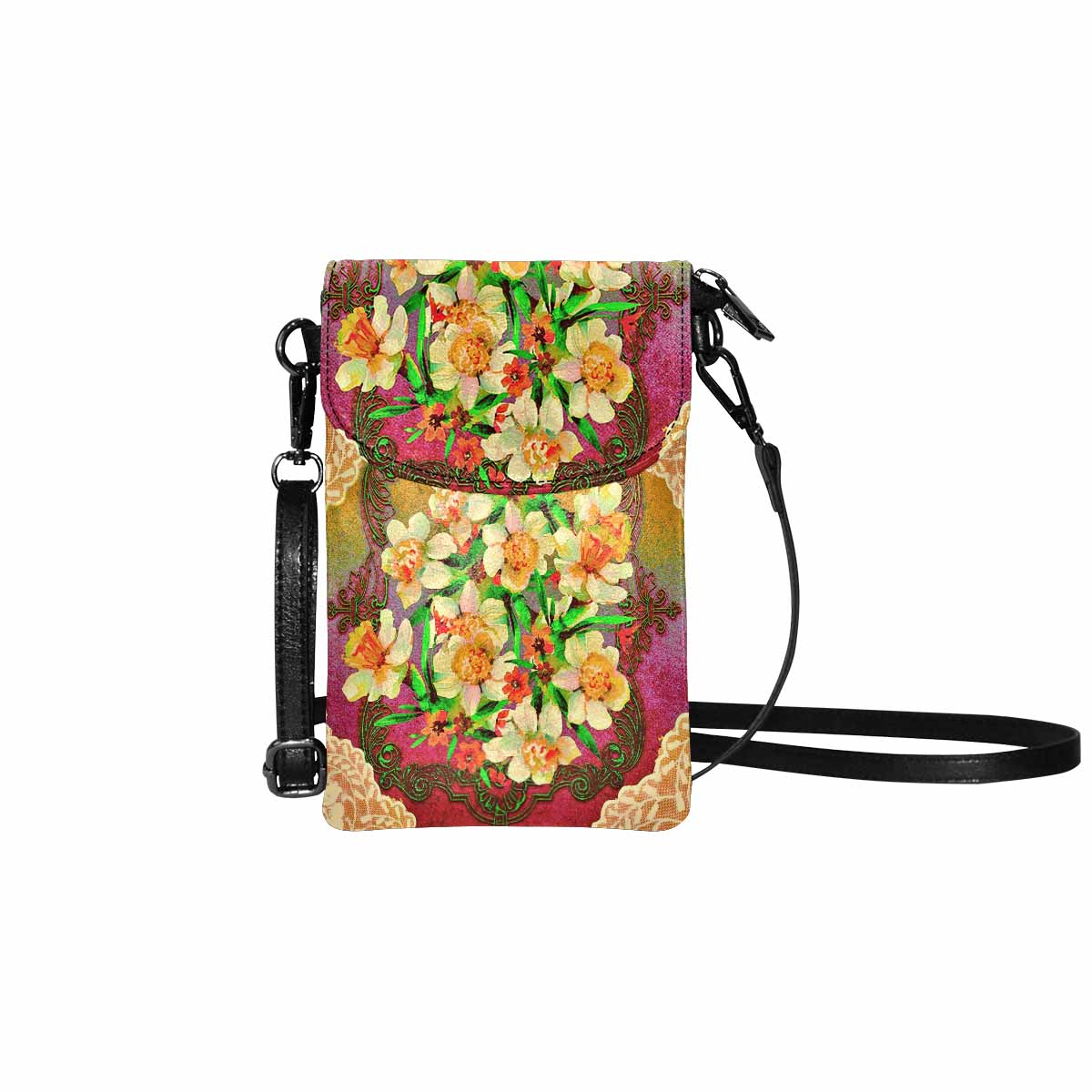 Victorian lace print cell phone purse, mobile purse, Design 48