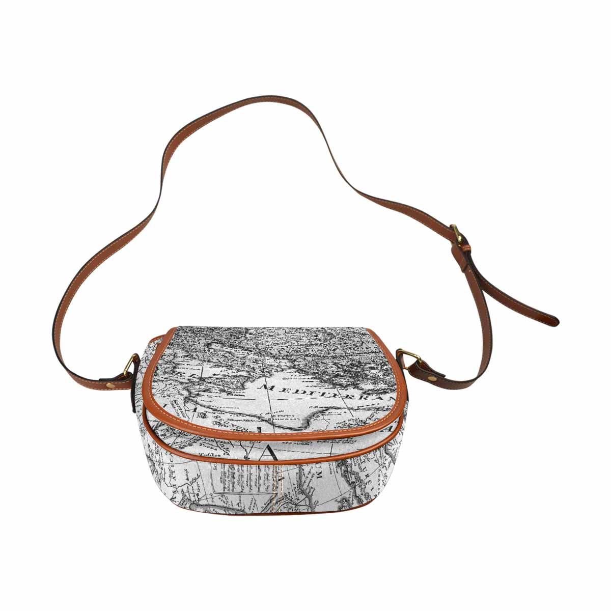 Antique Map design Handbag, saddle bag, Design 41