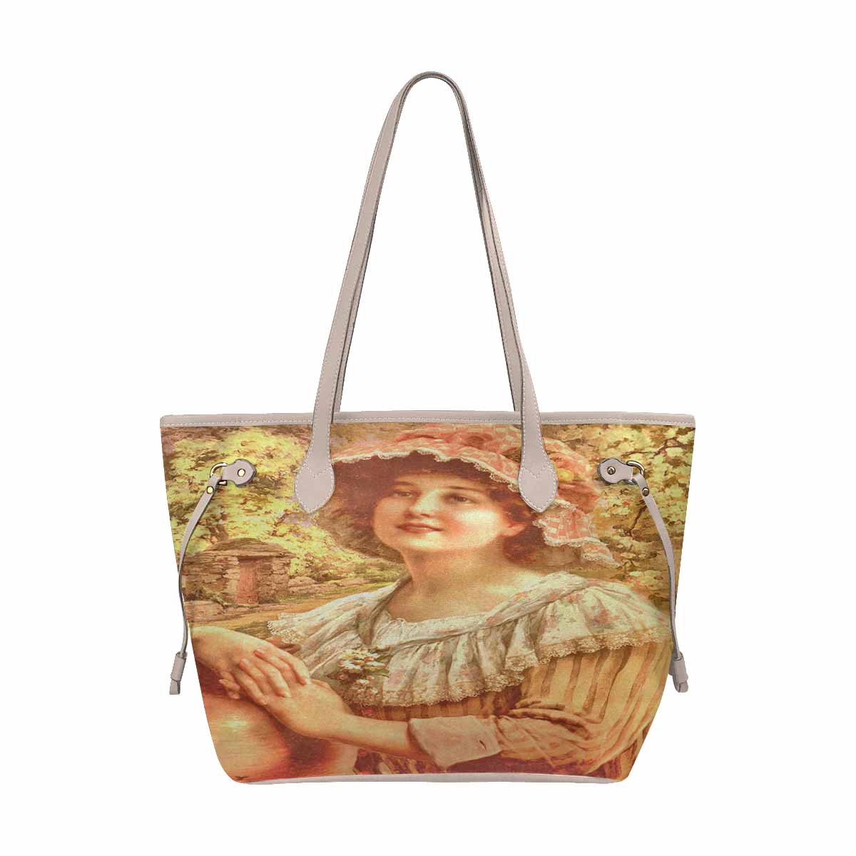 Victorian Lady Design Handbag, Model 1695361, Country Spring, BEIGE TRIM