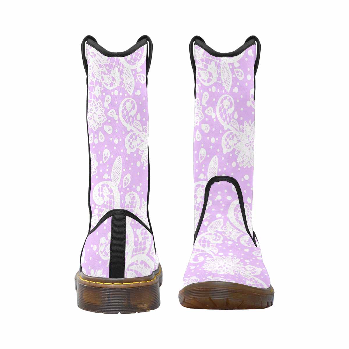 Victorian lace print, western lumber boots, design 06