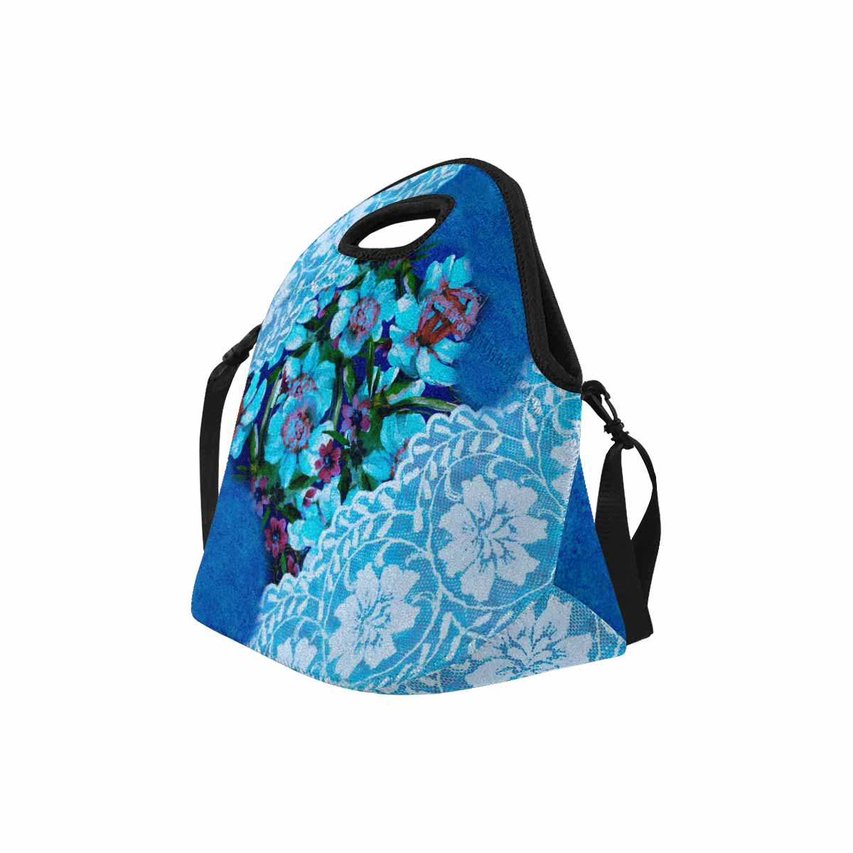 Victorian lace print insulated lunch bag, design 49