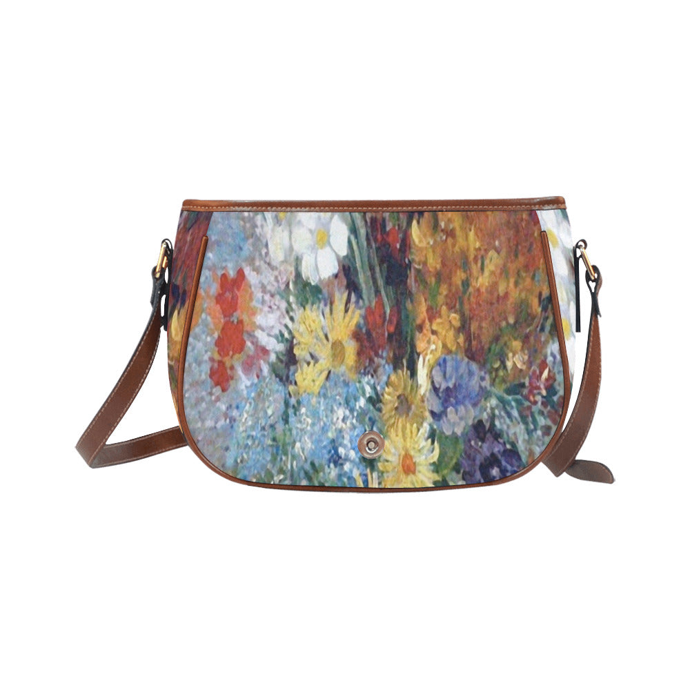 Vintage floral handbag, Design 41 Model 1695341 Saddle Bag/Large (Model 1649)