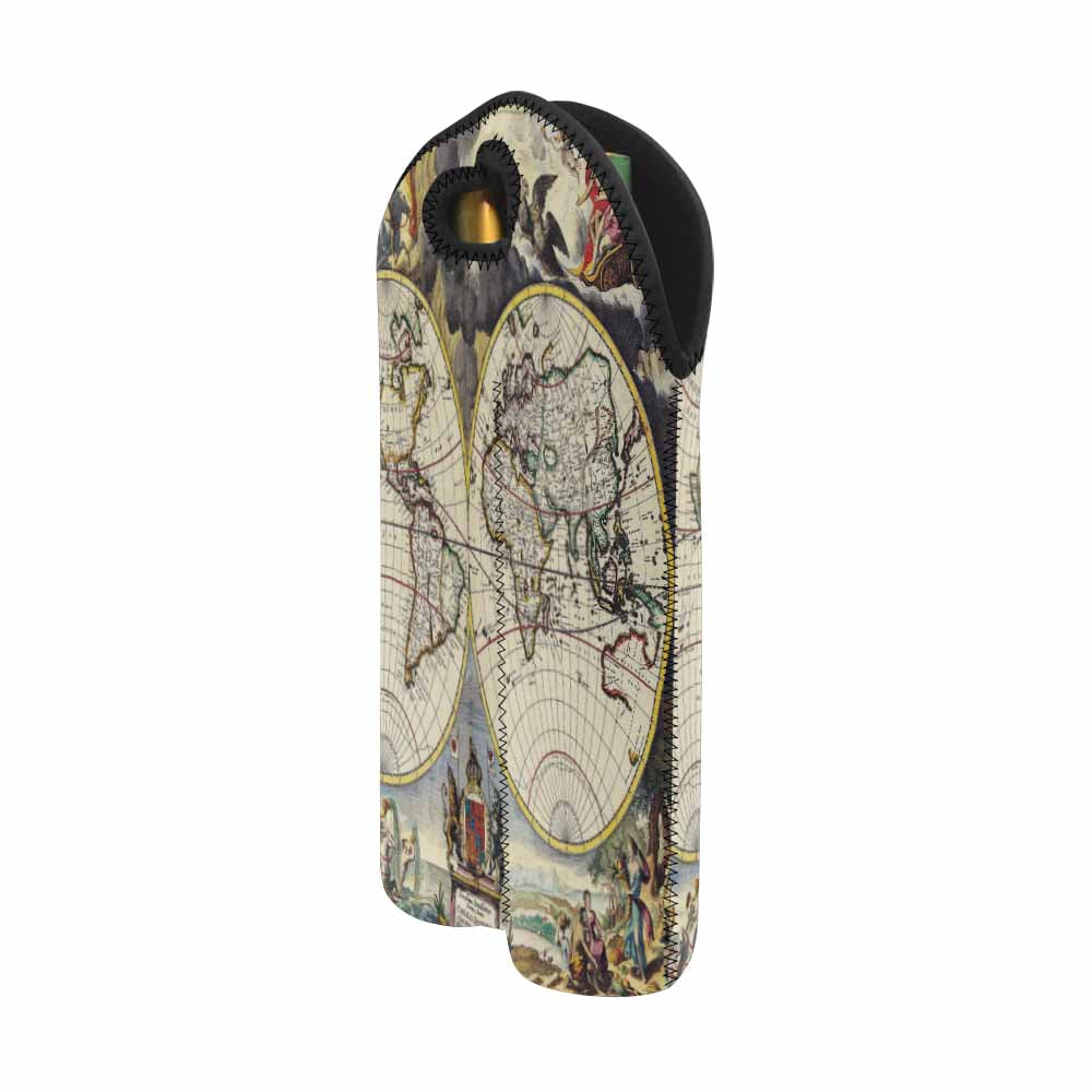 2 Bottle Antique map wine bag,Design 19