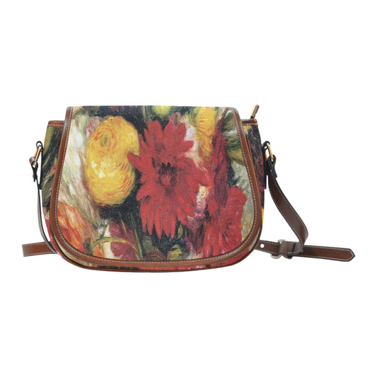 Vintage floral handbag, Design 25 Model 1695341 Saddle Bag/Large (Model 1649)