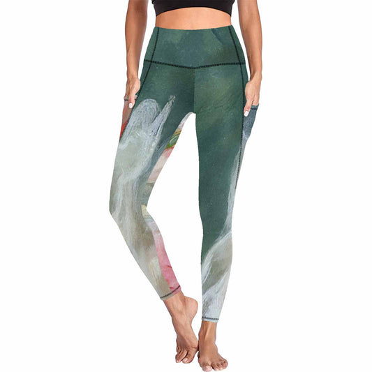 Floral 2, active wear leggings, outside surge, design 57