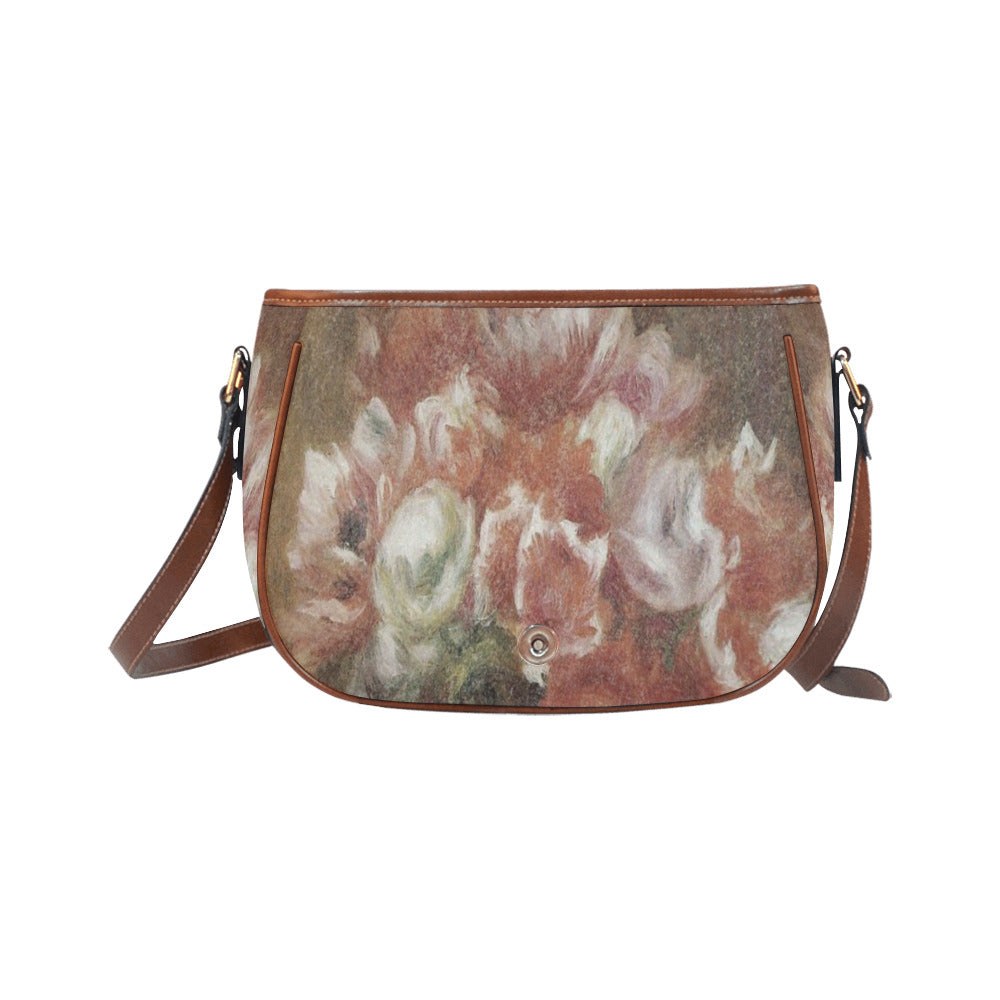 Vintage floral handbag, Design 15 Model 1695341 Saddle Bag/Large (Model 1649)