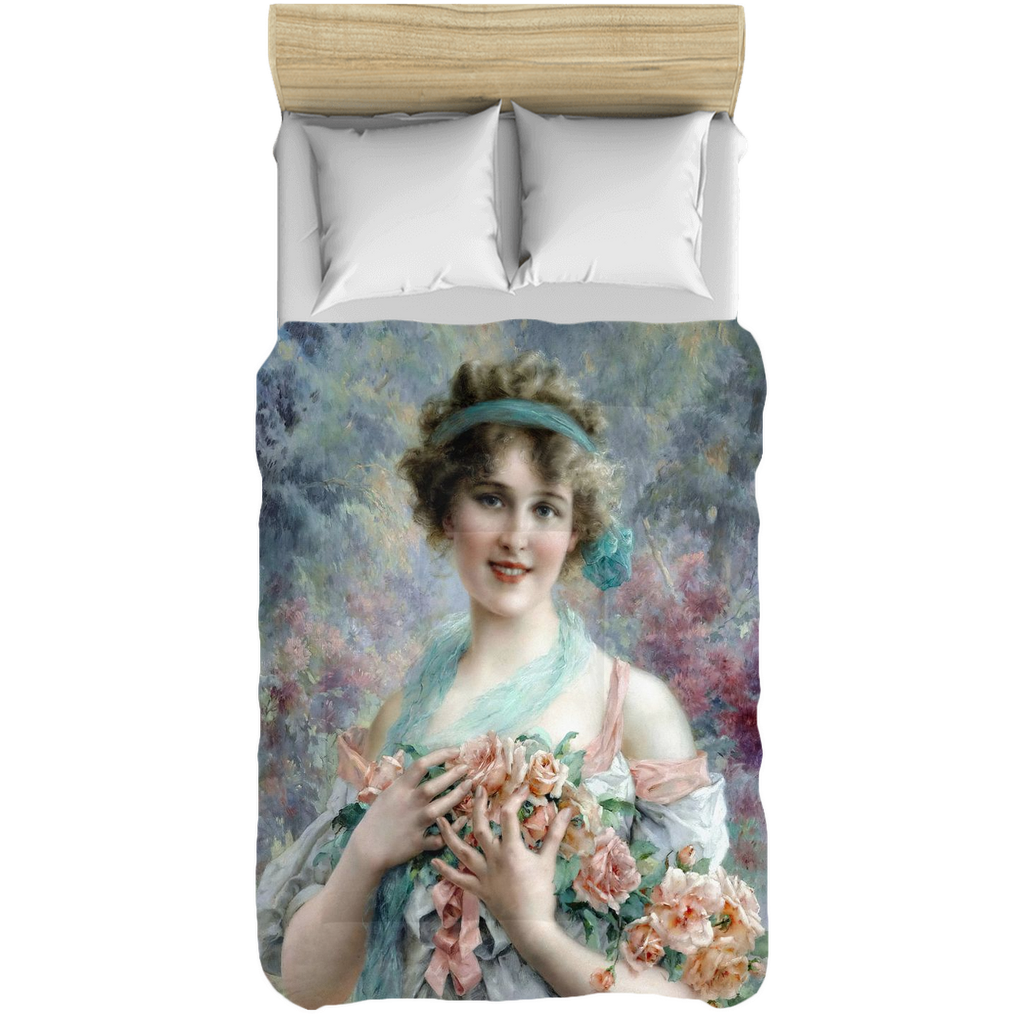 Victorian lady design comforter, twin, twin XL, queen or king, The Rose Girl