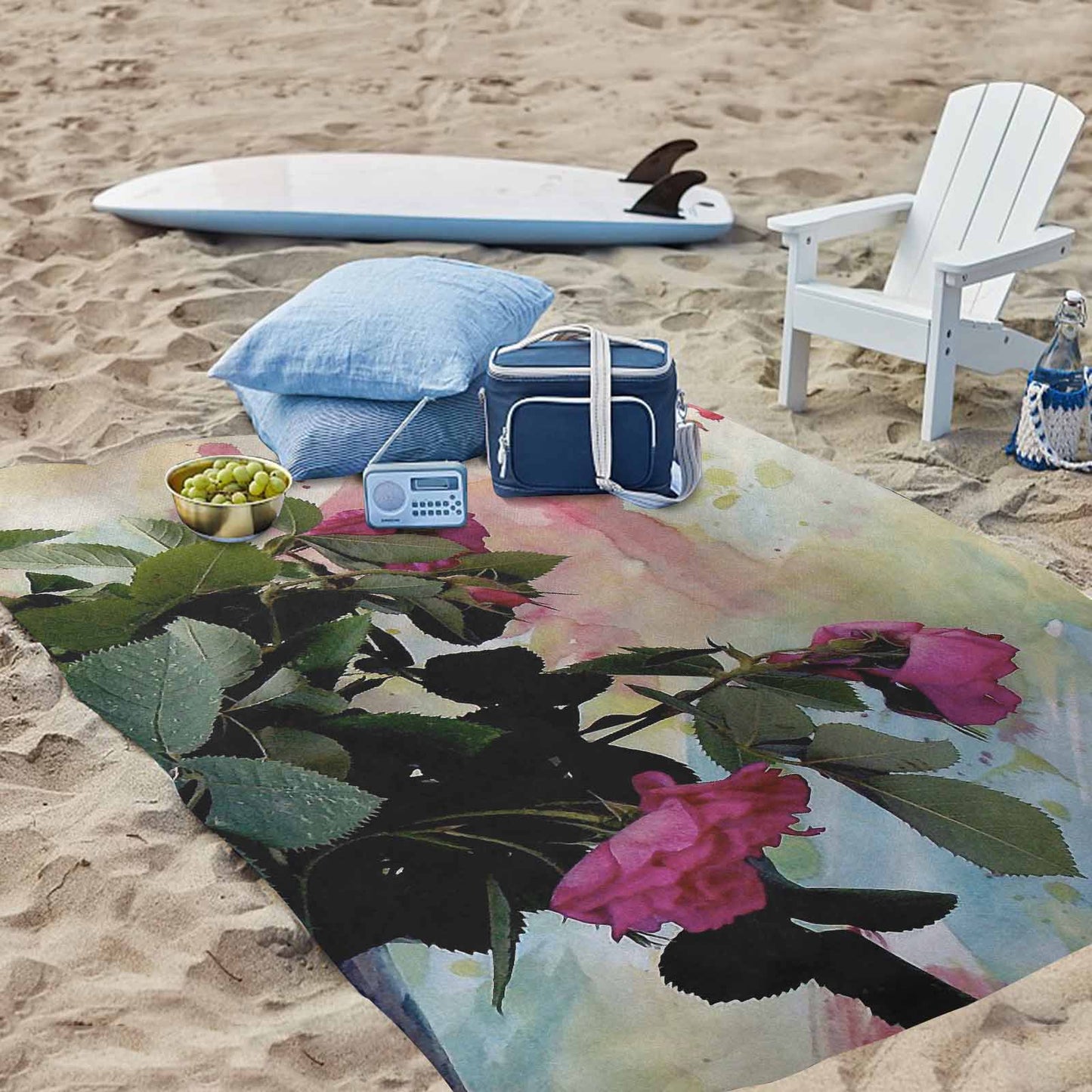Vintage Floral waterproof picnic mat, 81 x 55in, Design 21