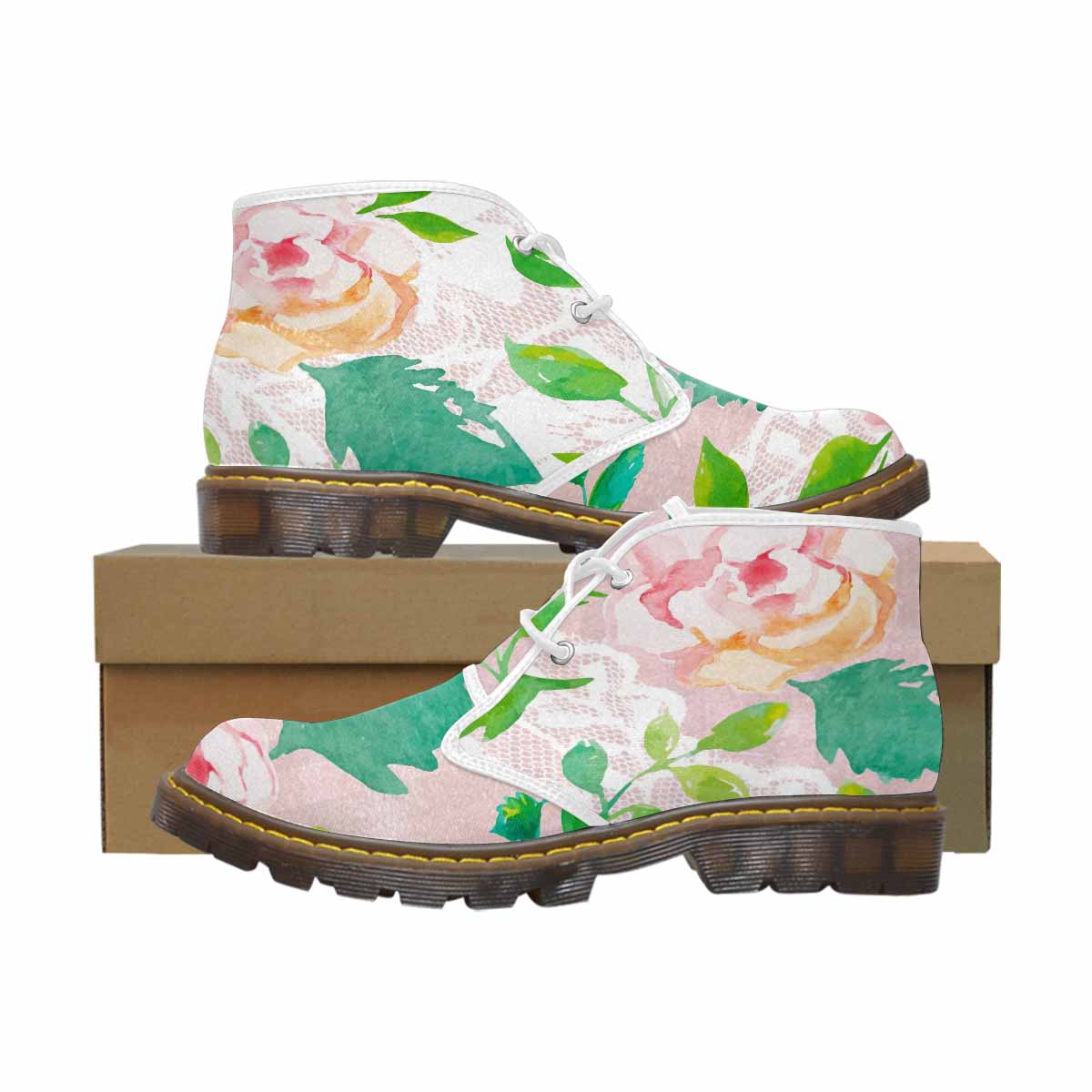 Lace Print, Cute comfy womens Chukka boots, design 21