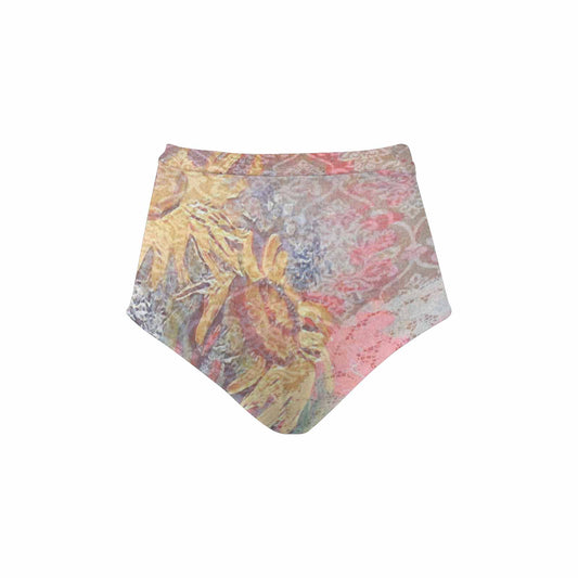 Vintage floral High waist bikini bottom, Design 54x