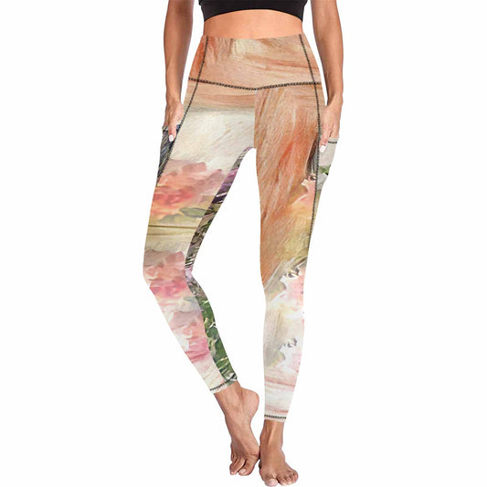 Floral 2, active wear leggings, outside surge, design 64