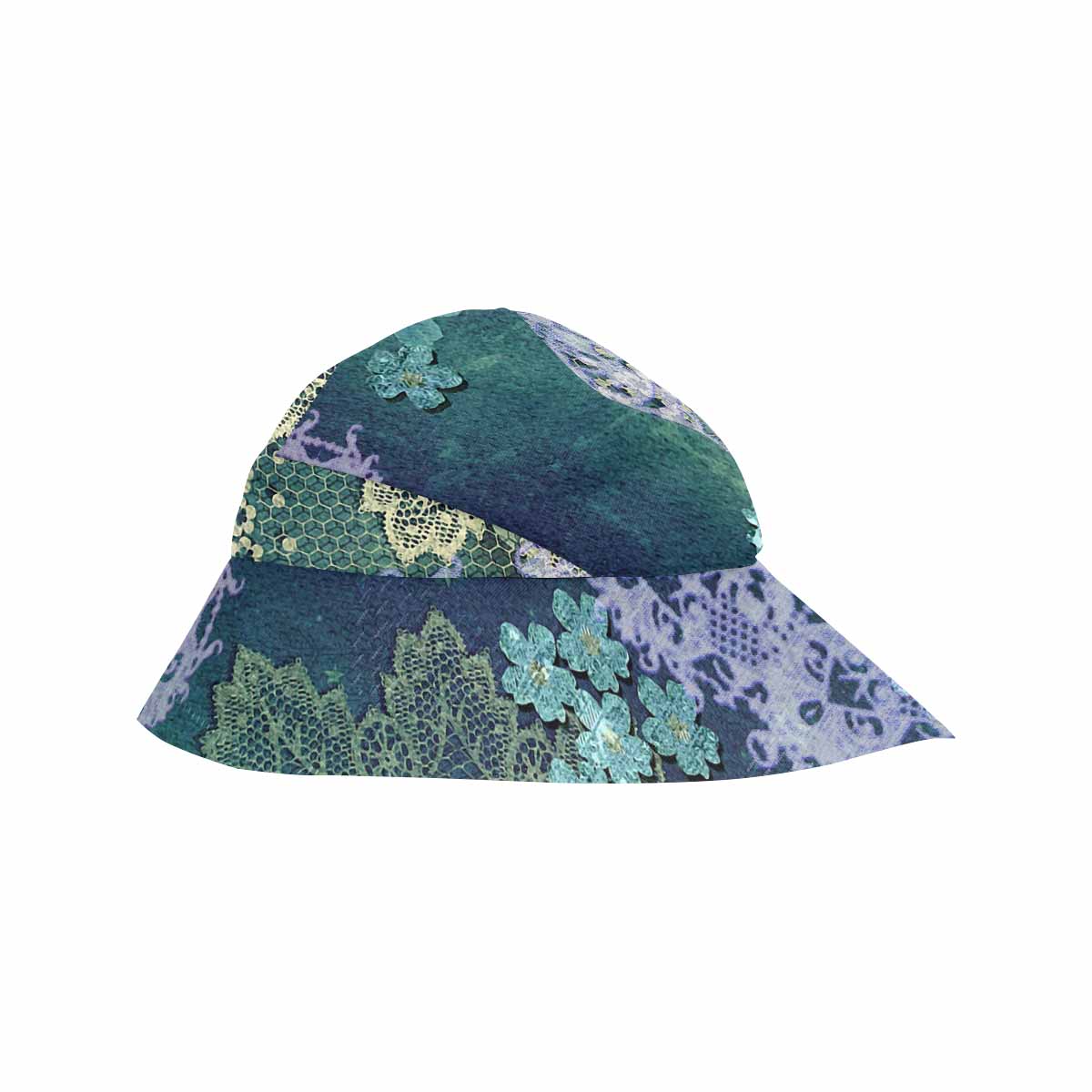 Victorian lace print, wide brim sunvisor Hat, outdoors hat, design 05
