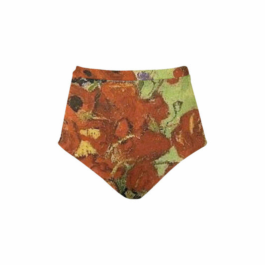 Vintage floral High waist bikini bottom, Design 56